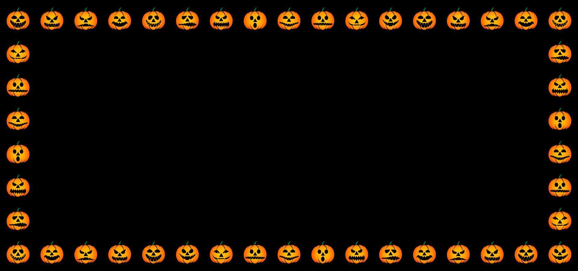 Halloween background with pumpkin frame isolated on black background vector