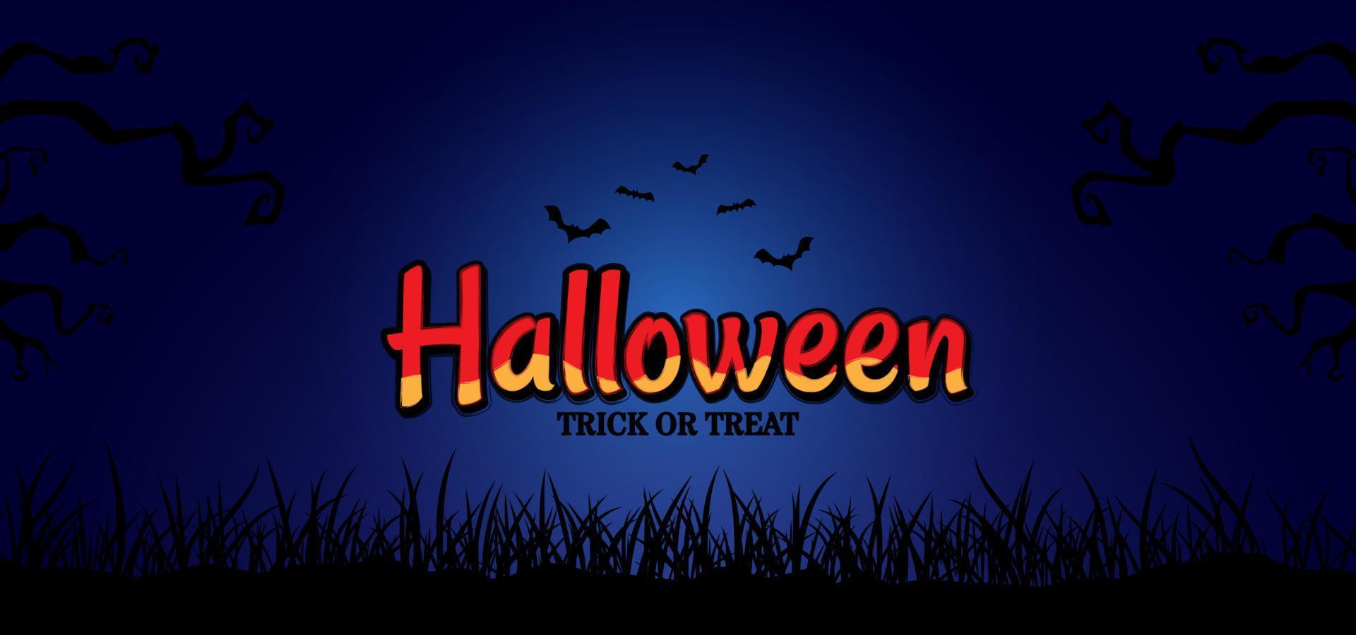 Blue Halloween party background with night view vector