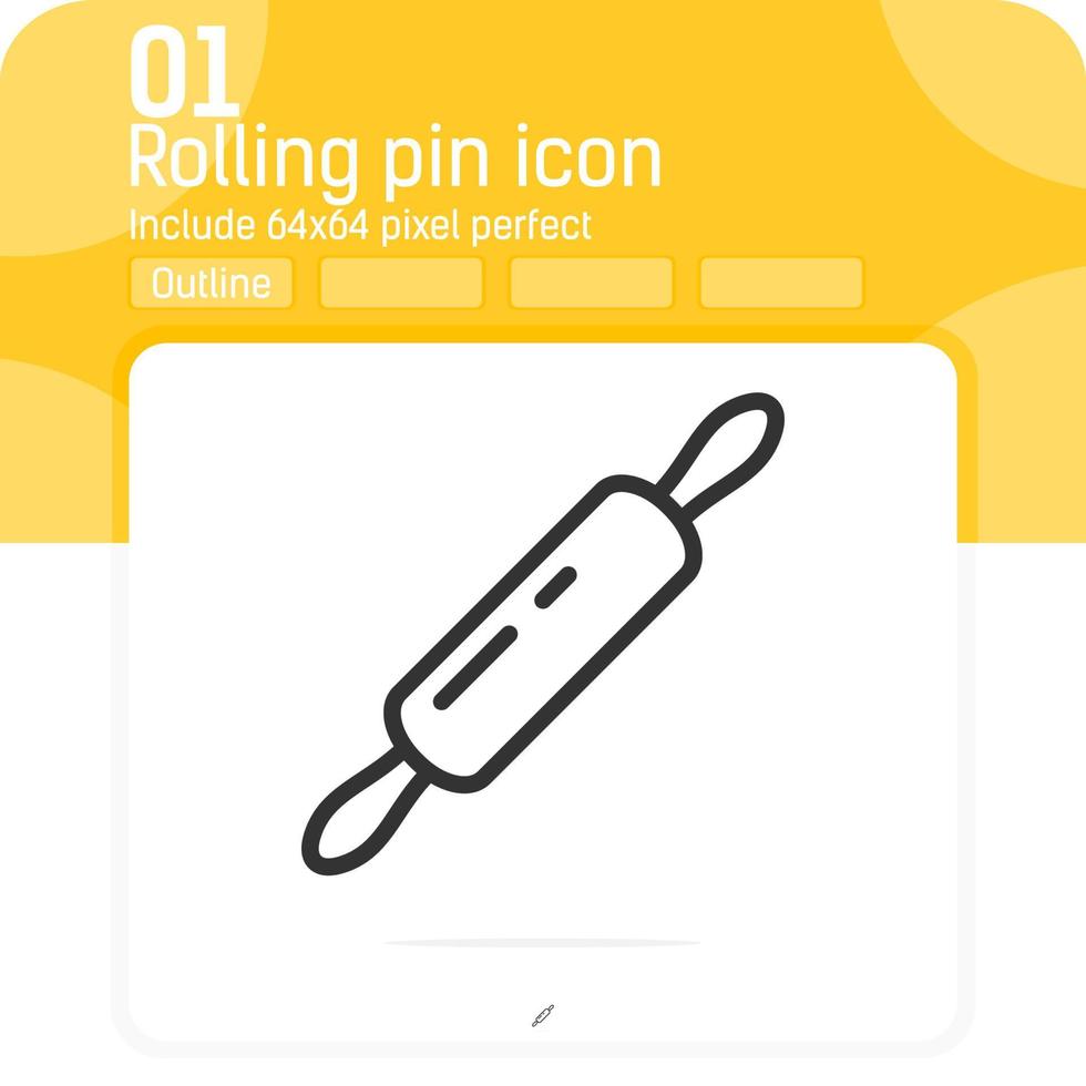 Rolling pin premium icon with outline style isolated on white background. Line vector illustration sign symbol pixel aligned icon concept for web design, ui, ux, web site, logo design and kitchen set