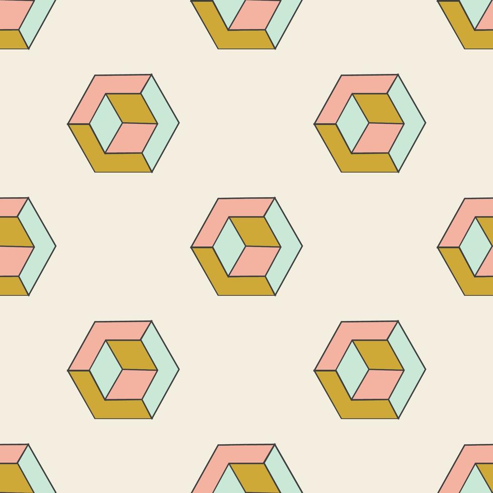 Colorful abstract geometric seamless pattern with cubes. Tile background. vector