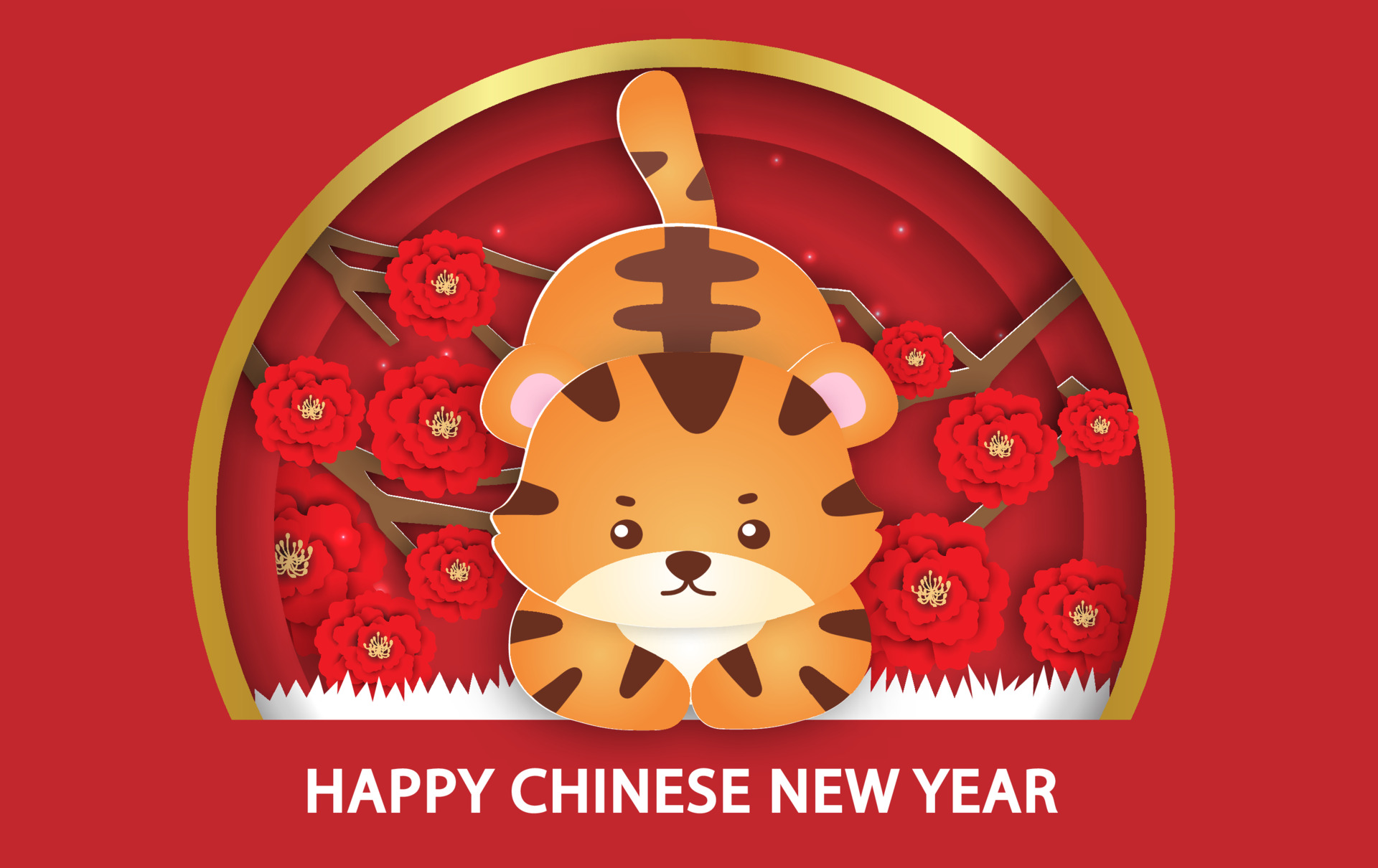 Chinese new year 2022 year of the tiger greeting card in paper cut style 3722052 Vector Art at Vecteezy