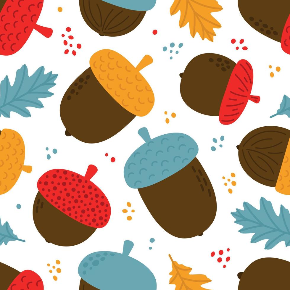 Seamless acorn pattern.Colorful pattern with acorns. Autumn pattern. Pattern for textile, wrapping paper, fabrci and etc. vector