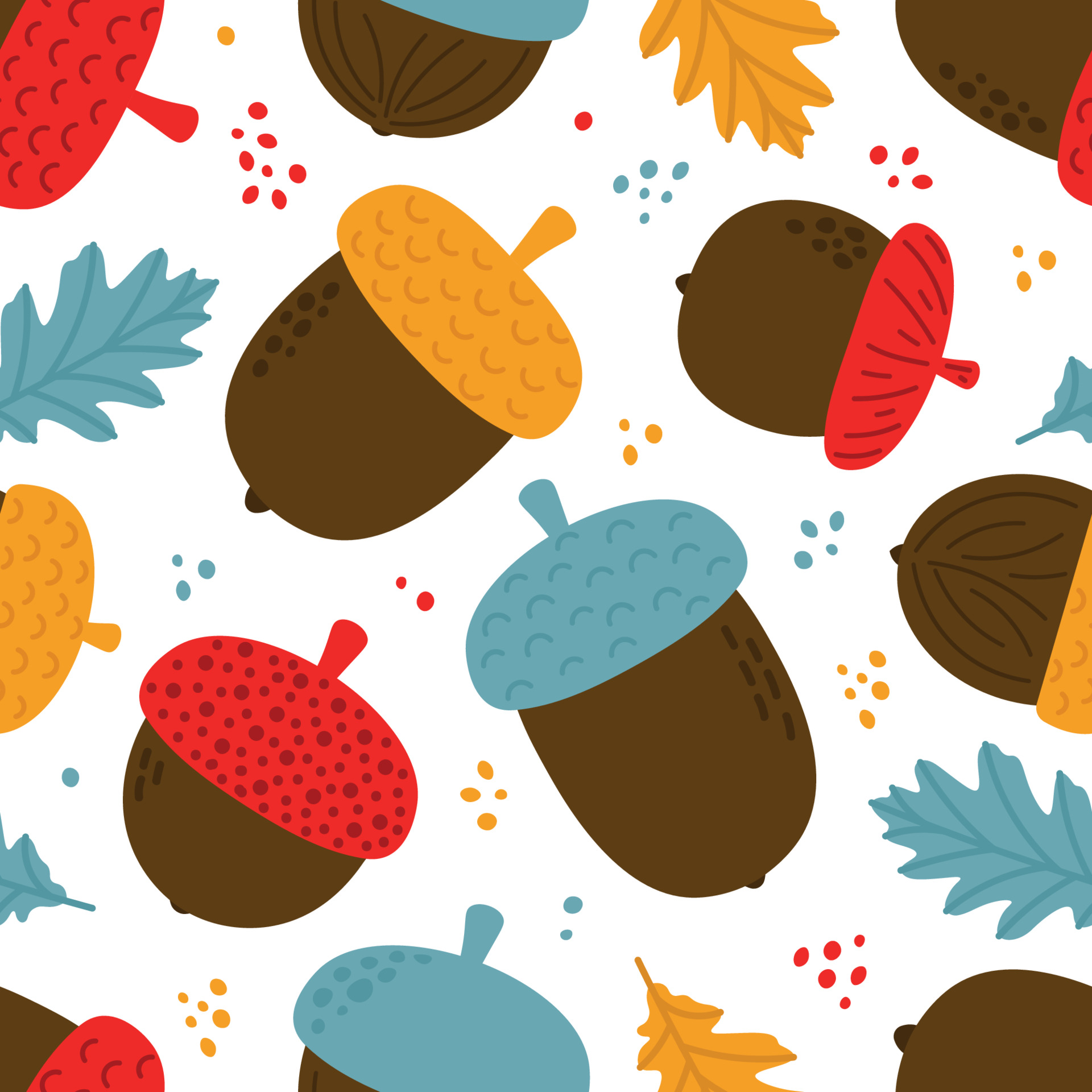 Seamless acorn pattern.Colorful pattern with acorns. Autumn pattern