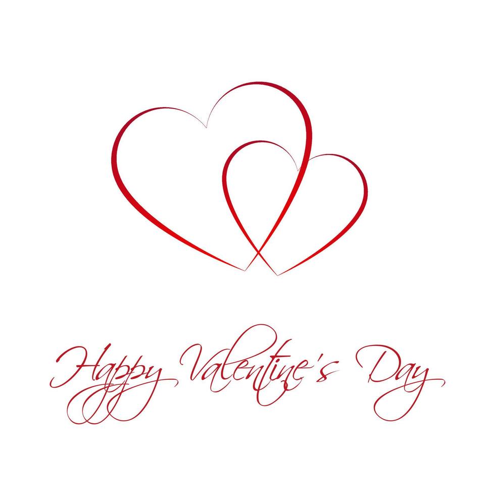 Happy Valentines day card with two heart. Be my Valentine background. Simple vector illustration