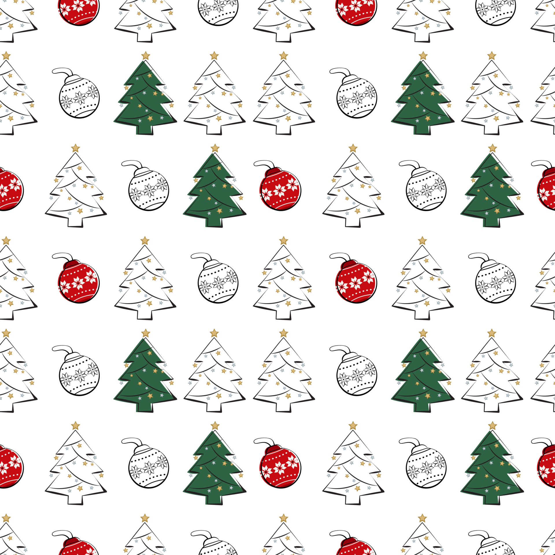 Universal Charging and Data Transmission line Christmas Trees Seamless Pattern