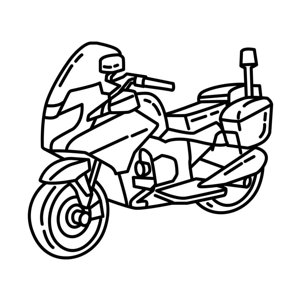 icono de motocicleta de la policía. Doodle dibujado a mano o estilo de icono de contorno vector