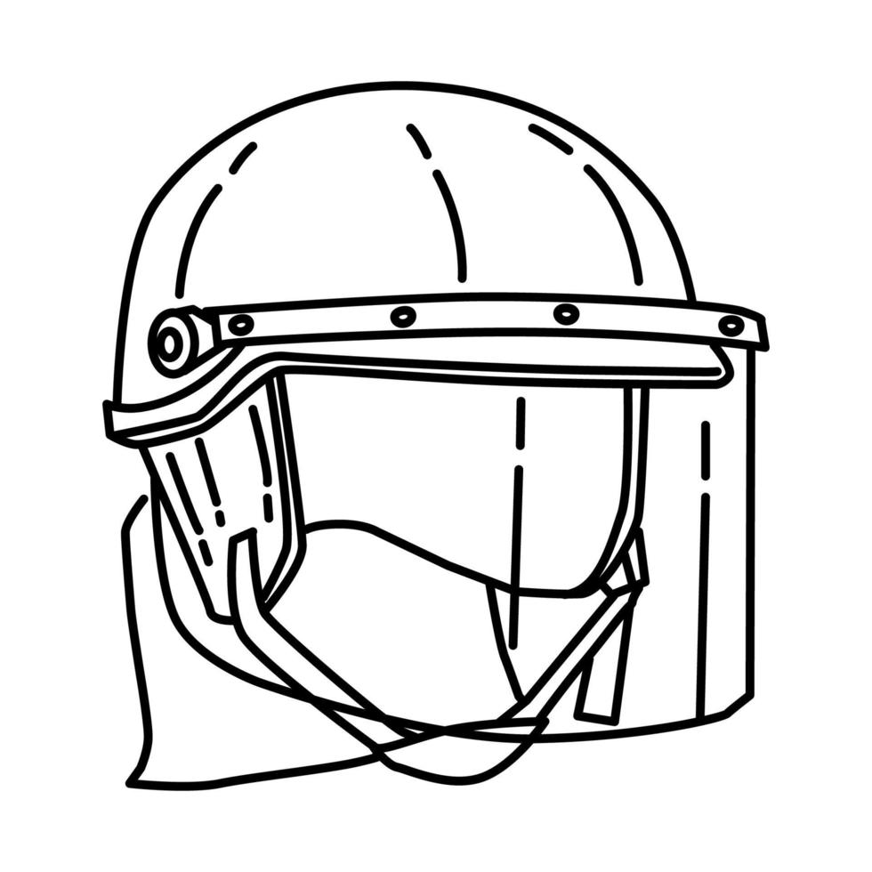 Police Riot Helmet Icon. Doodle Hand Drawn or Outline Icon Style vector