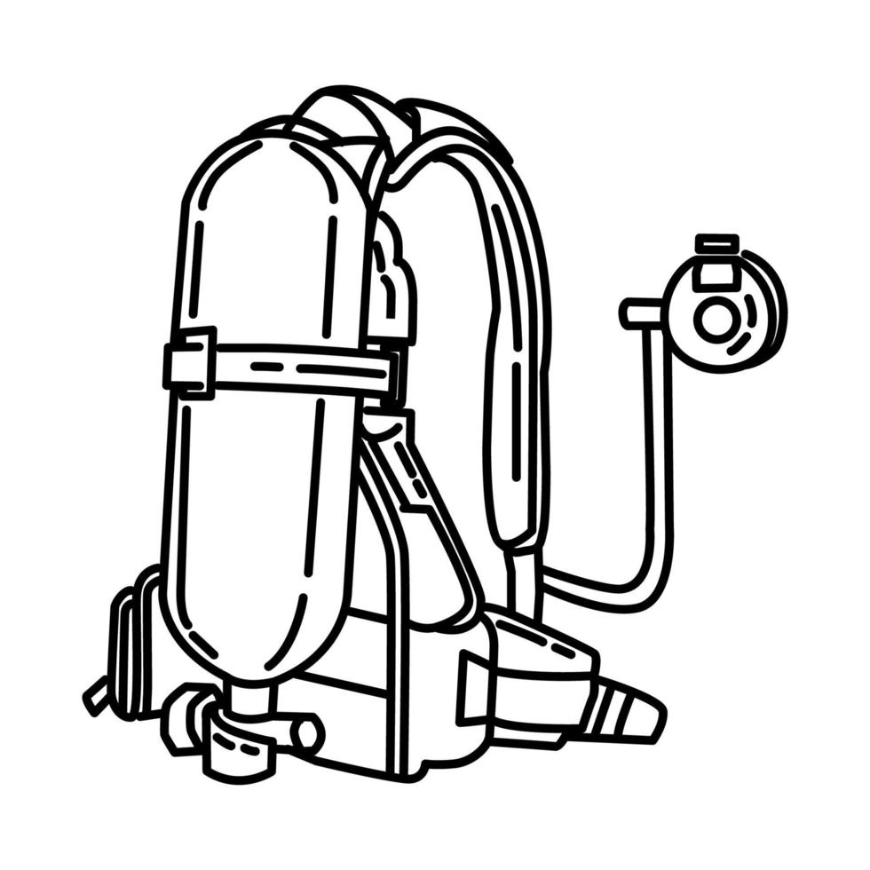 icono de paquete de gas de bombero. Doodle dibujado a mano o estilo de icono de contorno vector