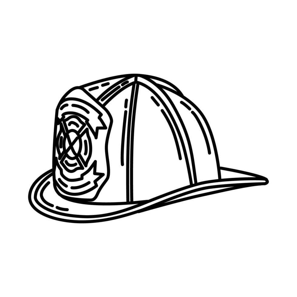 Firefighter Hat Icon. Doodle Hand Drawn or Outline Icon Style vector