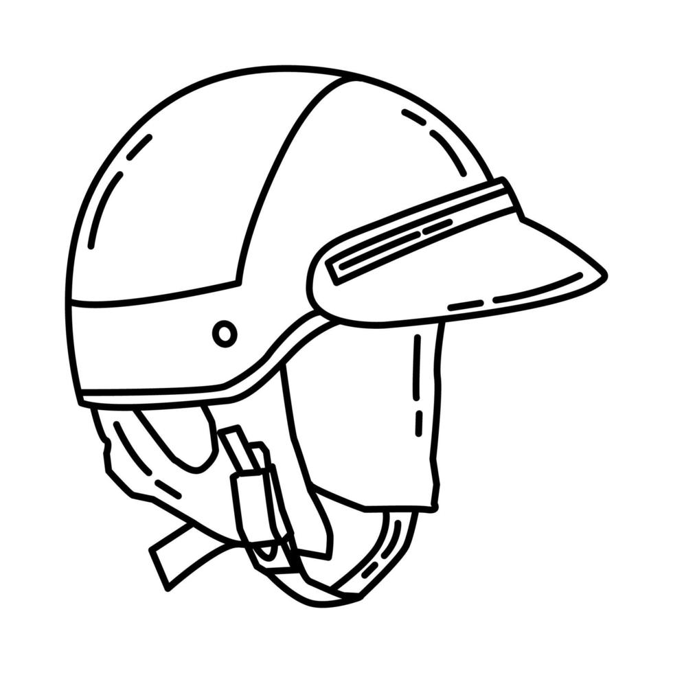 icono de cascos de motocicleta de la policía. Doodle dibujado a mano o estilo de icono de contorno vector