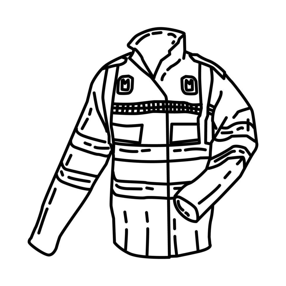 icono de jakets impermeables de la policía. Doodle dibujado a mano o estilo de icono de contorno vector