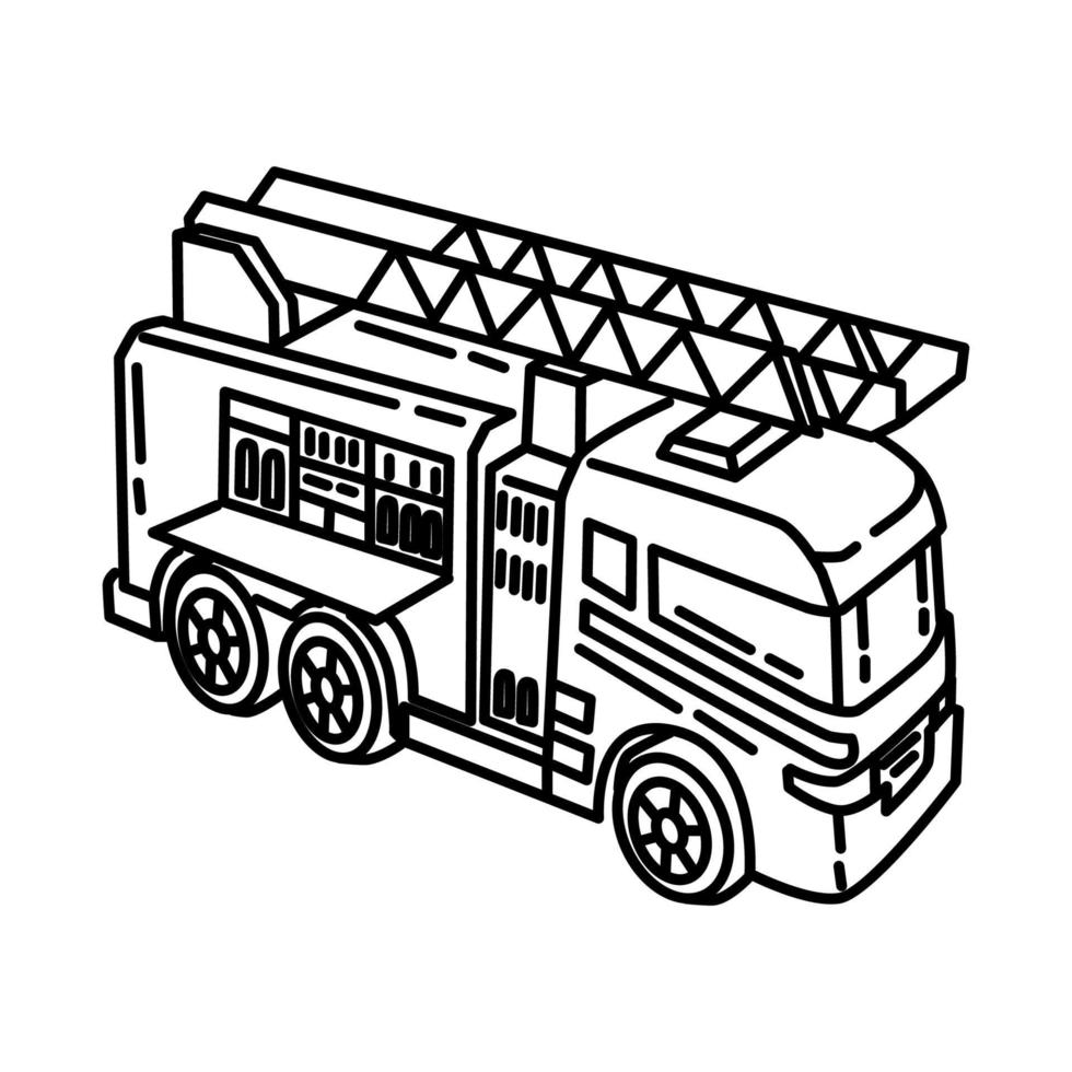 Fire Engine Icon. Doodle Hand Drawn or Outline Icon Style vector