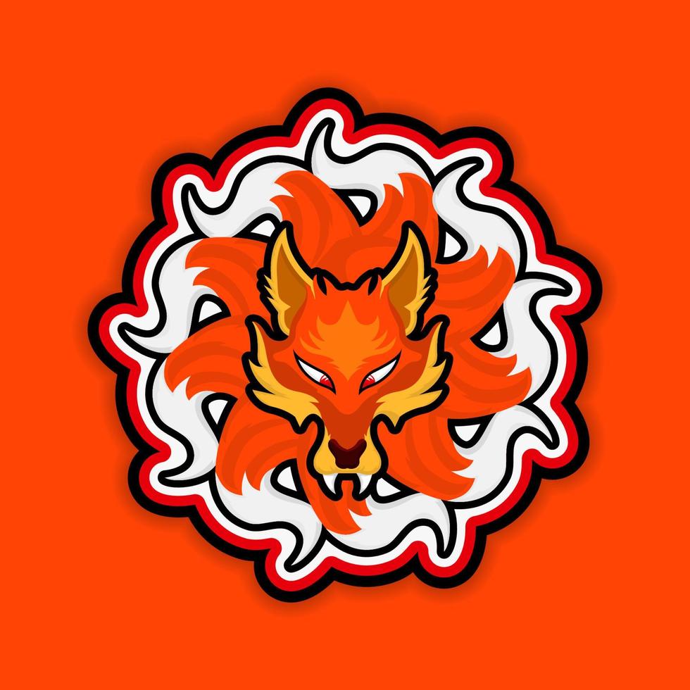 mascot logo design template or nine tailed fox for E-sports team. Gaming Logo Design vector