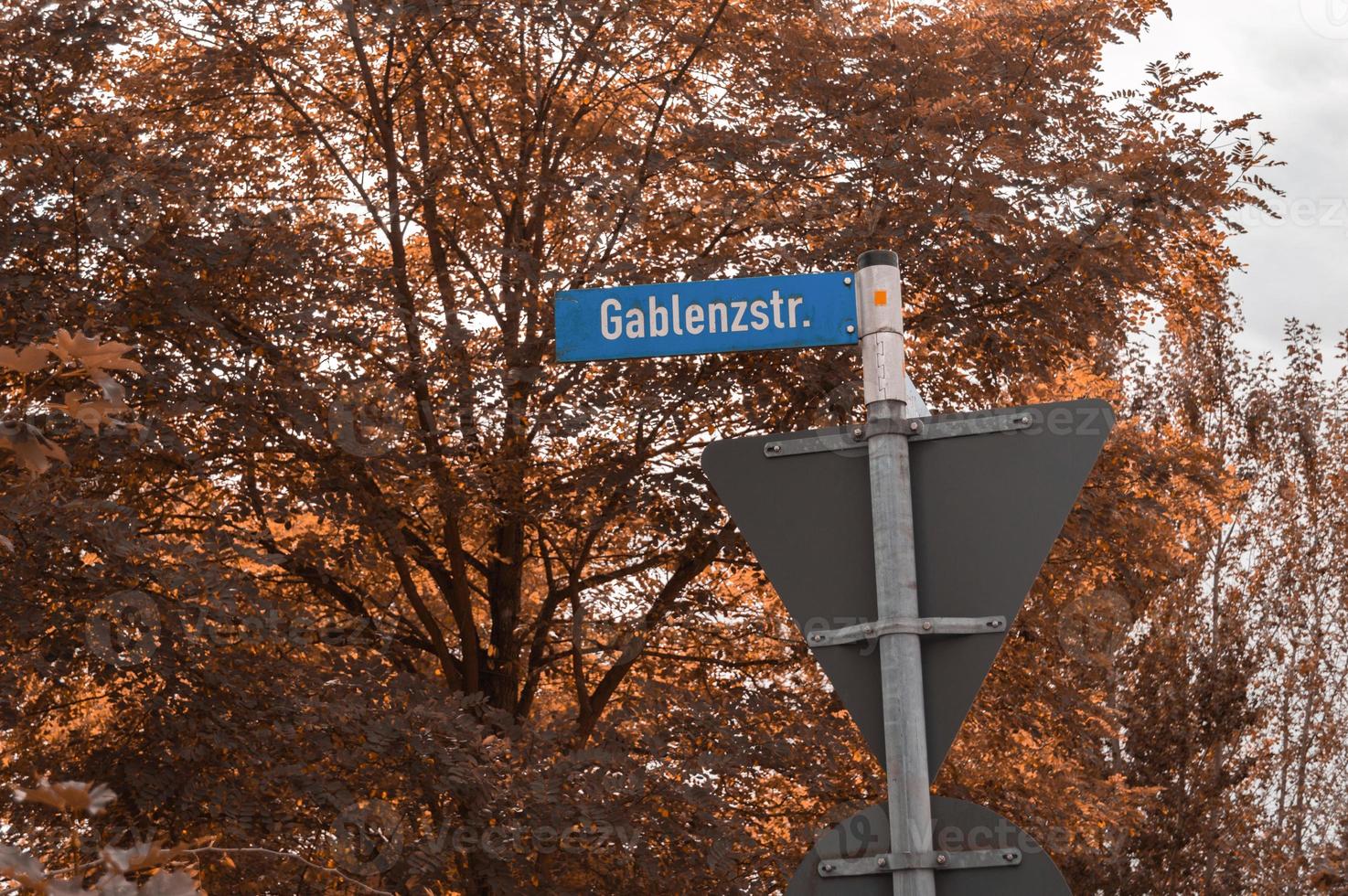 Urban concept and road traffic directions Modern street sign photo