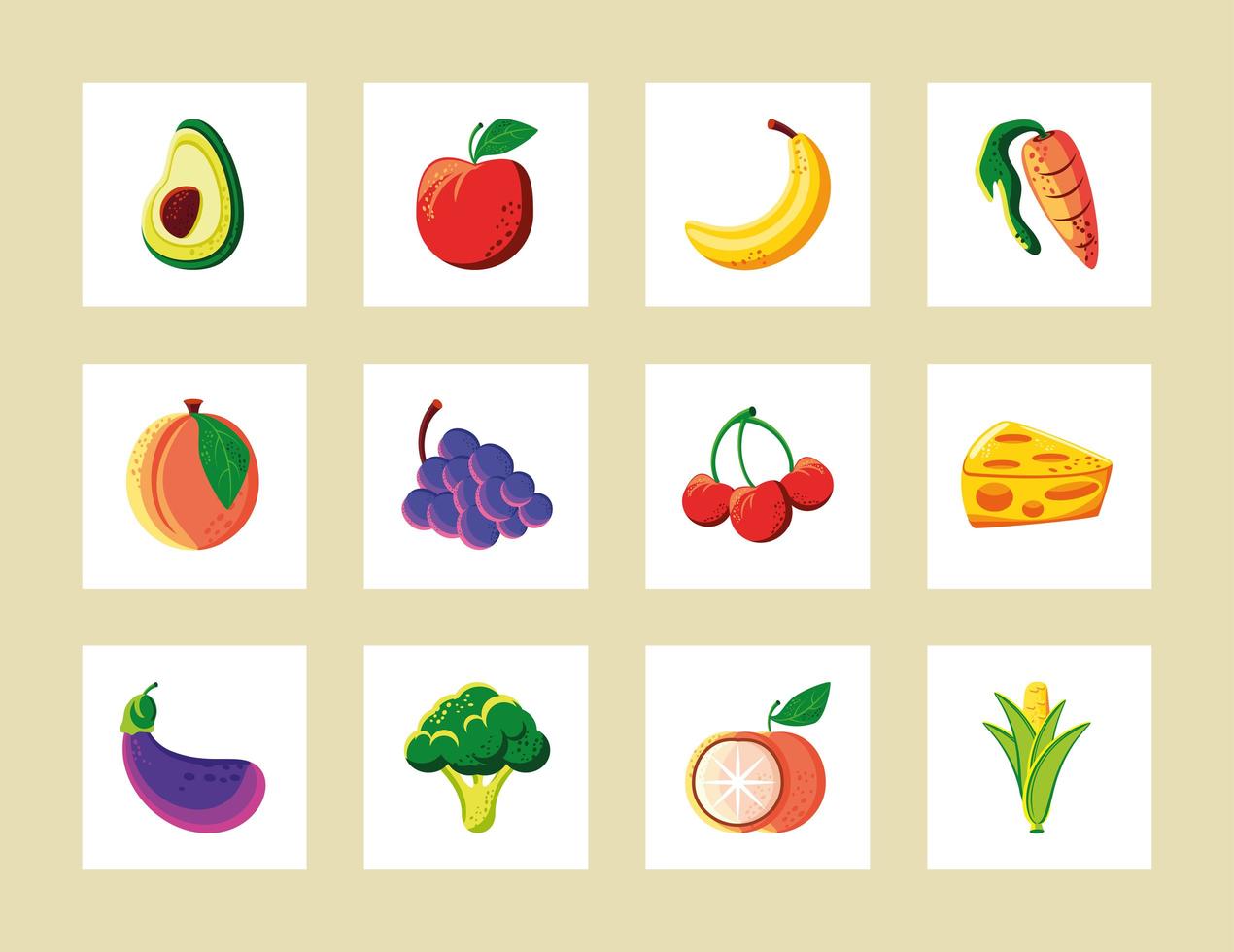 food fruit vegetables vector