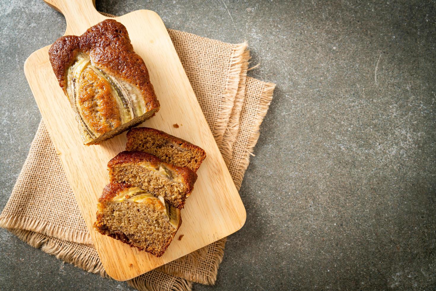 banana cake on wood board photo