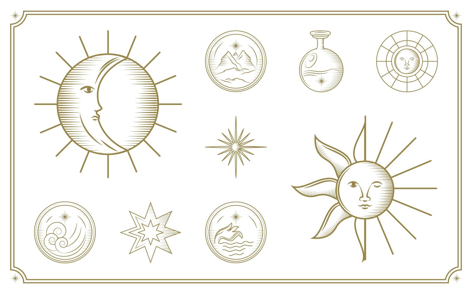 iconos de astrología esoterismo vector