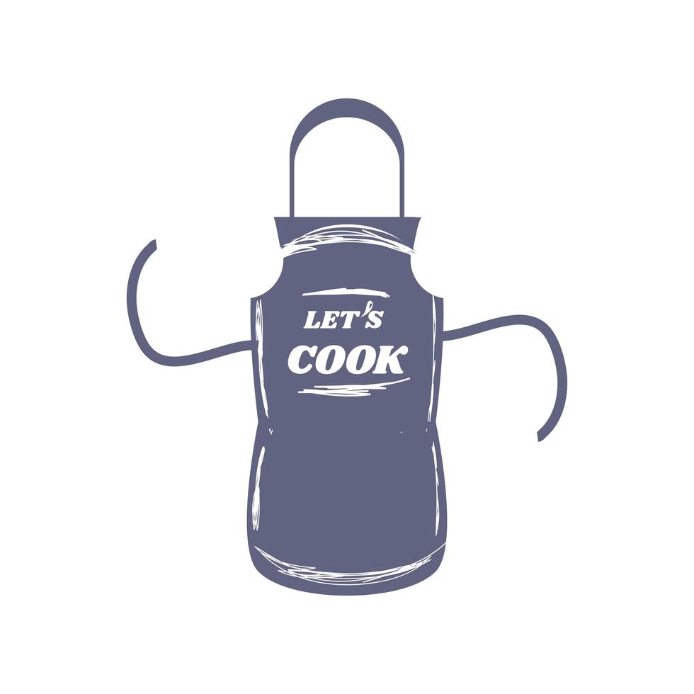 lets cook apron accessory on white background vector