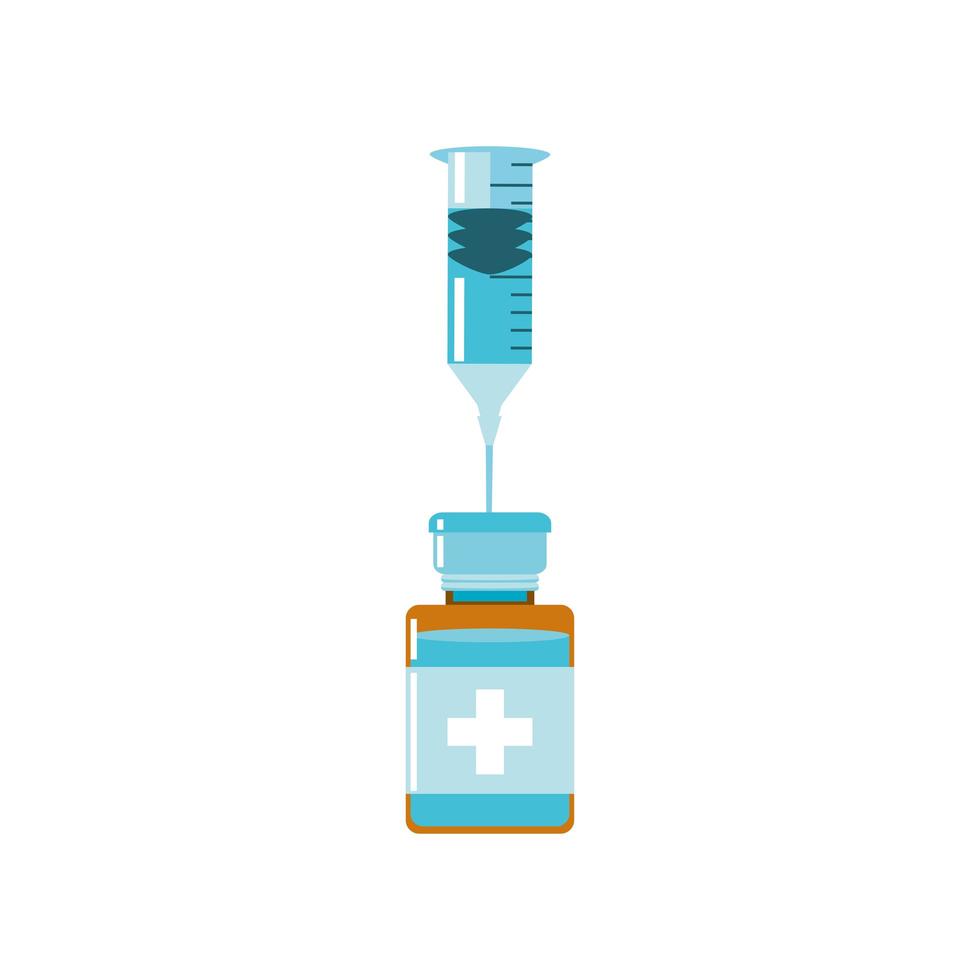 plastic medical syringe with needle and vial, world vaccine vector