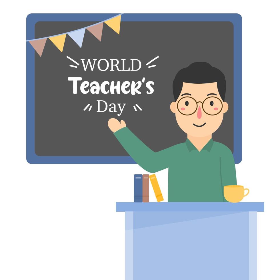 Hand drawn flat teachers' day background vector