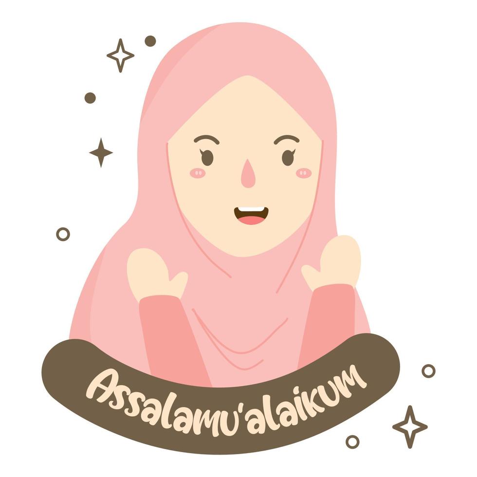 muslimah dice assalamu alaikum vector