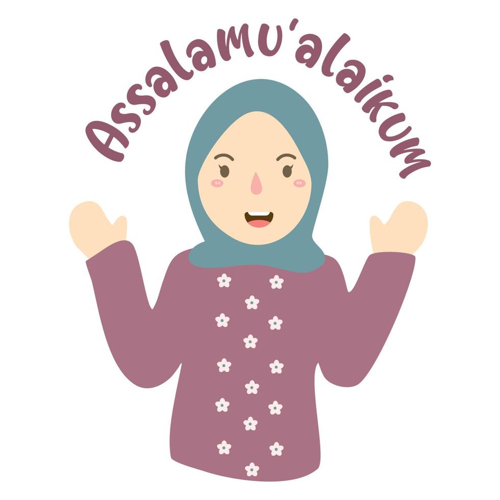 muslimah greeting assalamualaikum vector