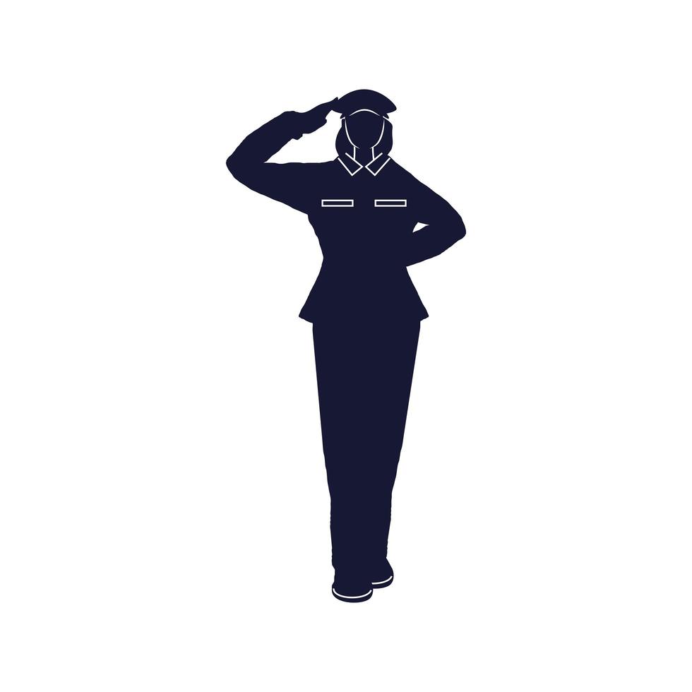 saluting female soldier vector