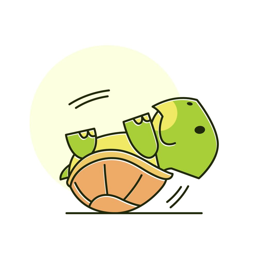 Tortuga divertida tortuga al revés dibujos animados de reptiles exóticos vector
