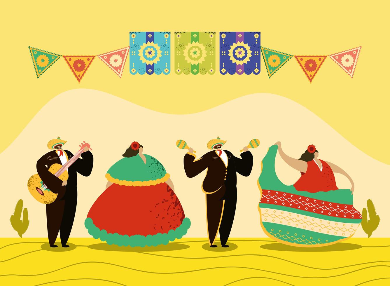 mexican people characters vector