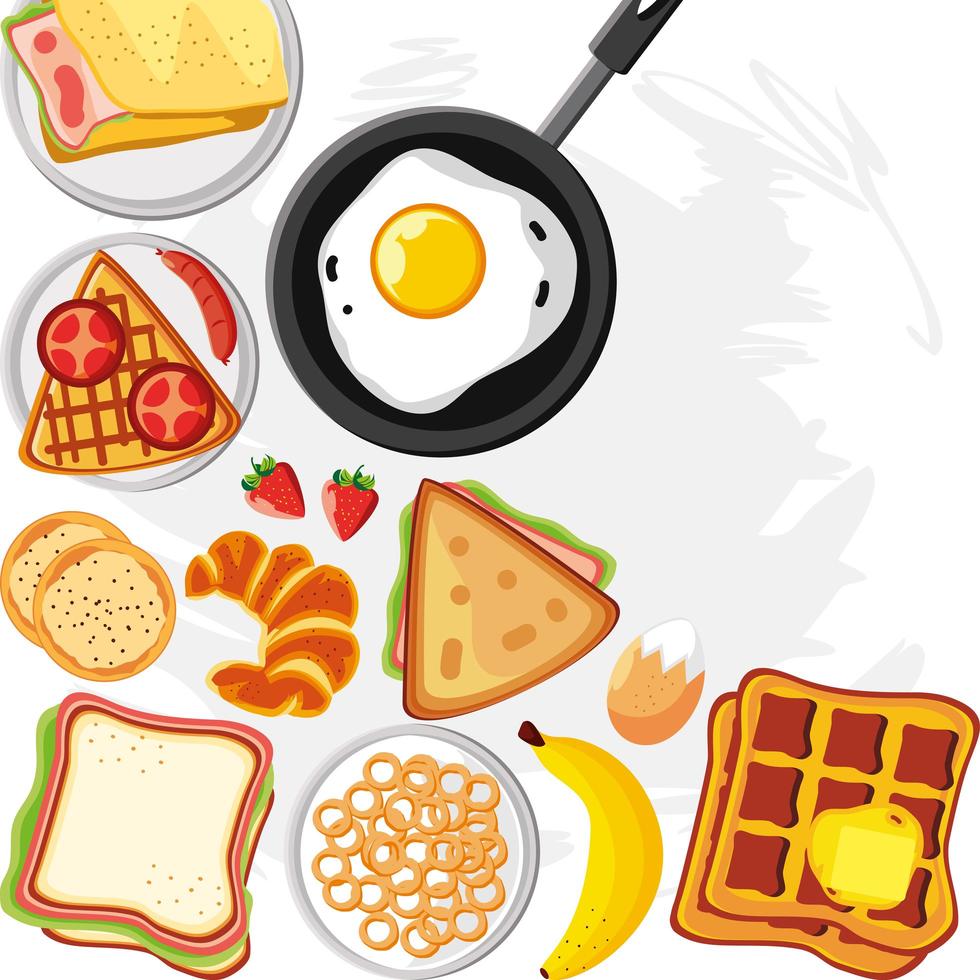 breakfast egg breads vector