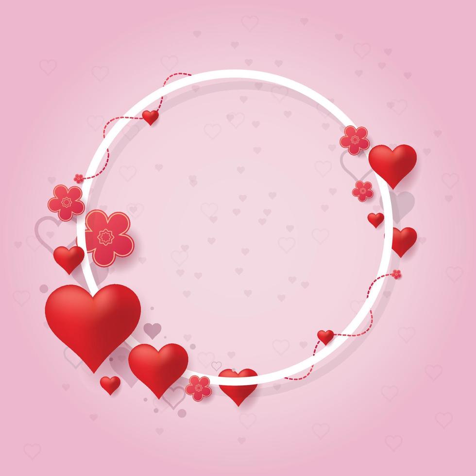 plantilla de fondo rosa corazón de amor vector