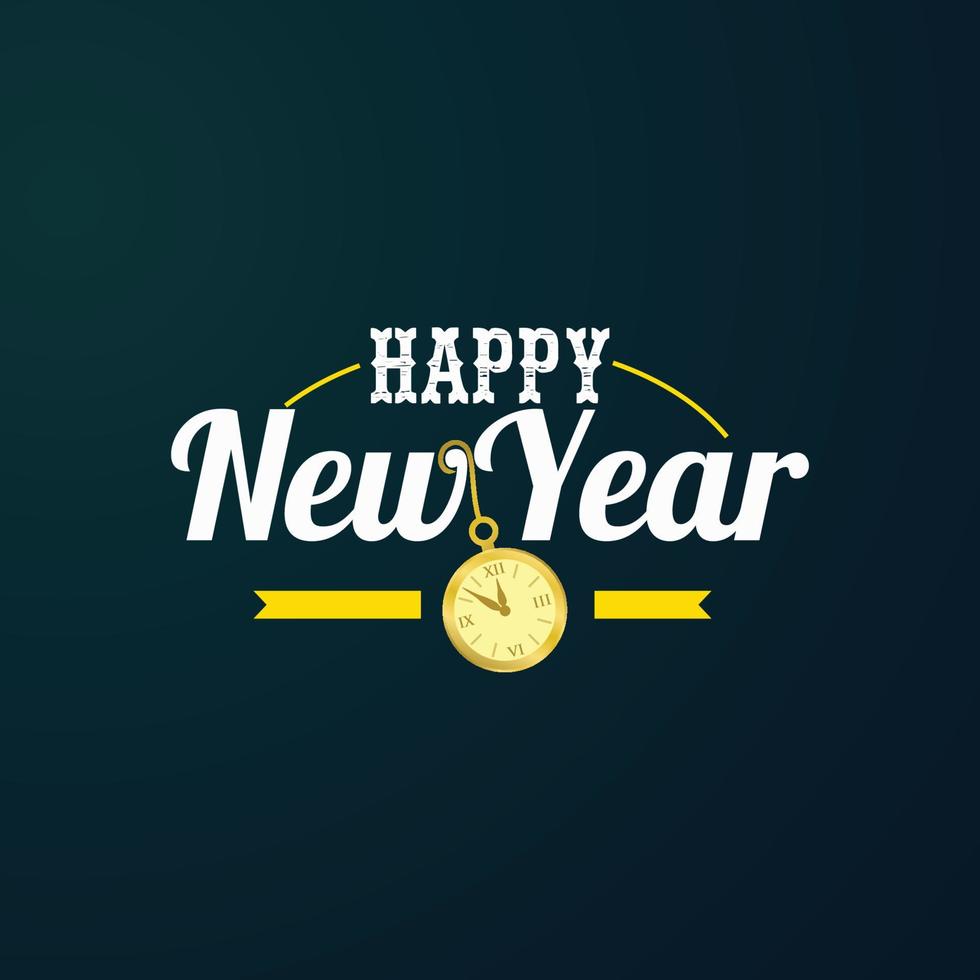 Happy new year with lettering composition and dark background vector