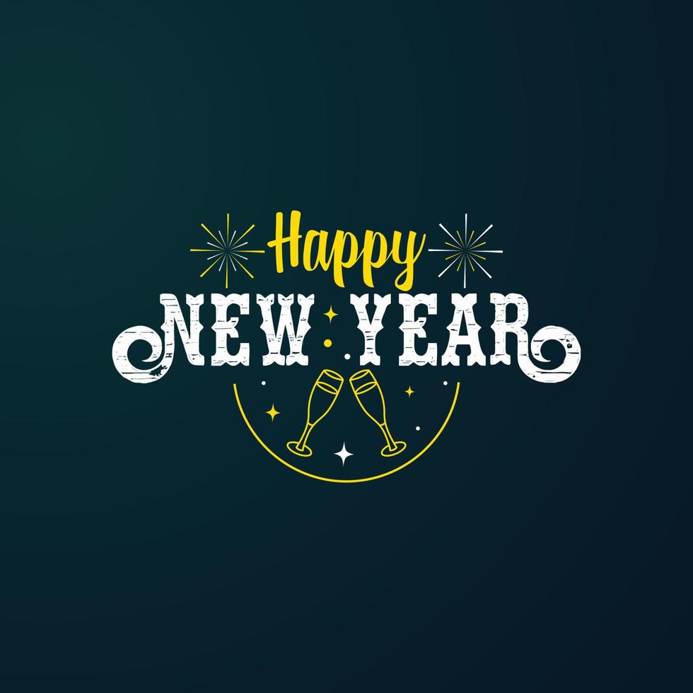 Happy new year with lettering composition and dark background vector