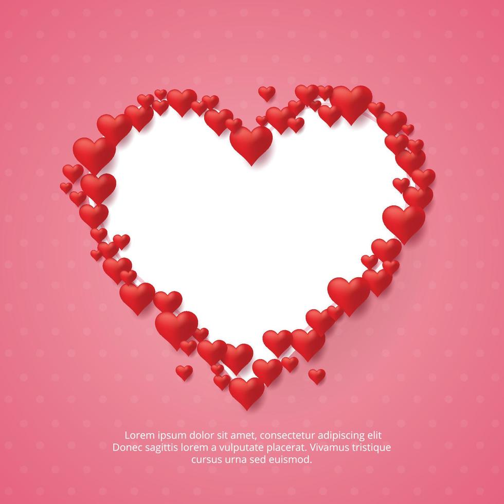 Love heart pink background template vector