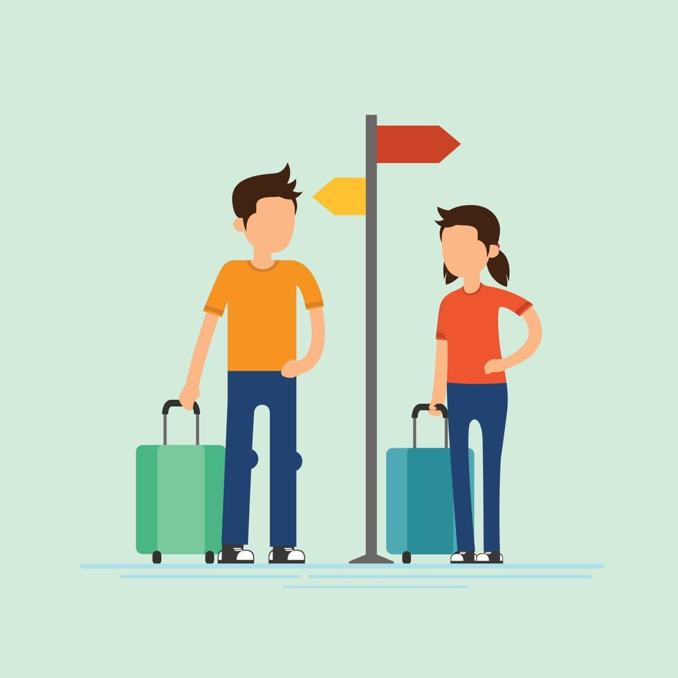 People with luggage on vacation tourist man vector image