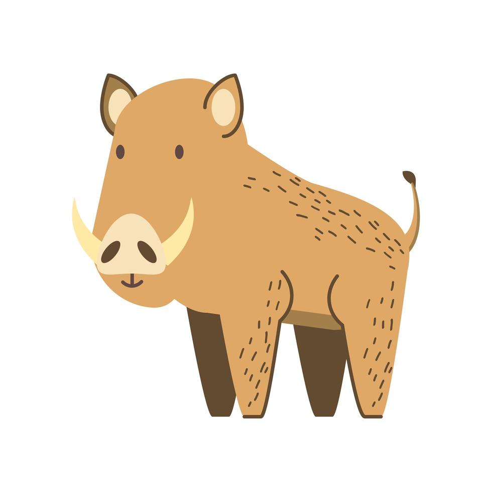 wild boar jungle animal in cartoon abstract design vector