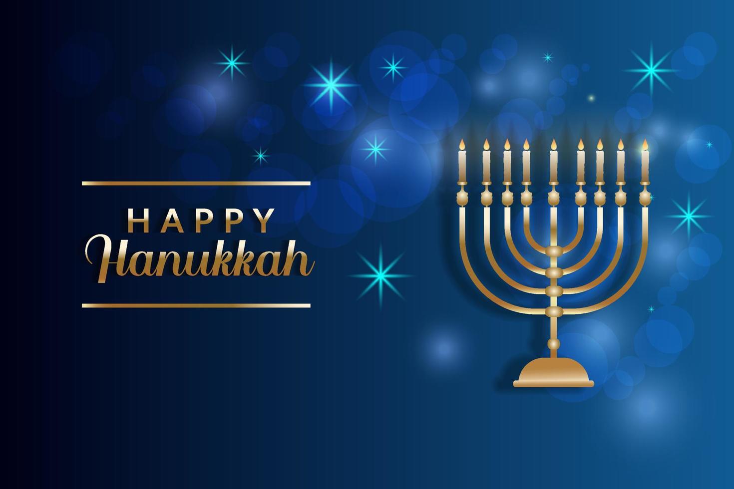 happy hanukkah blue and gold color. jewish holiday hanukkah vector