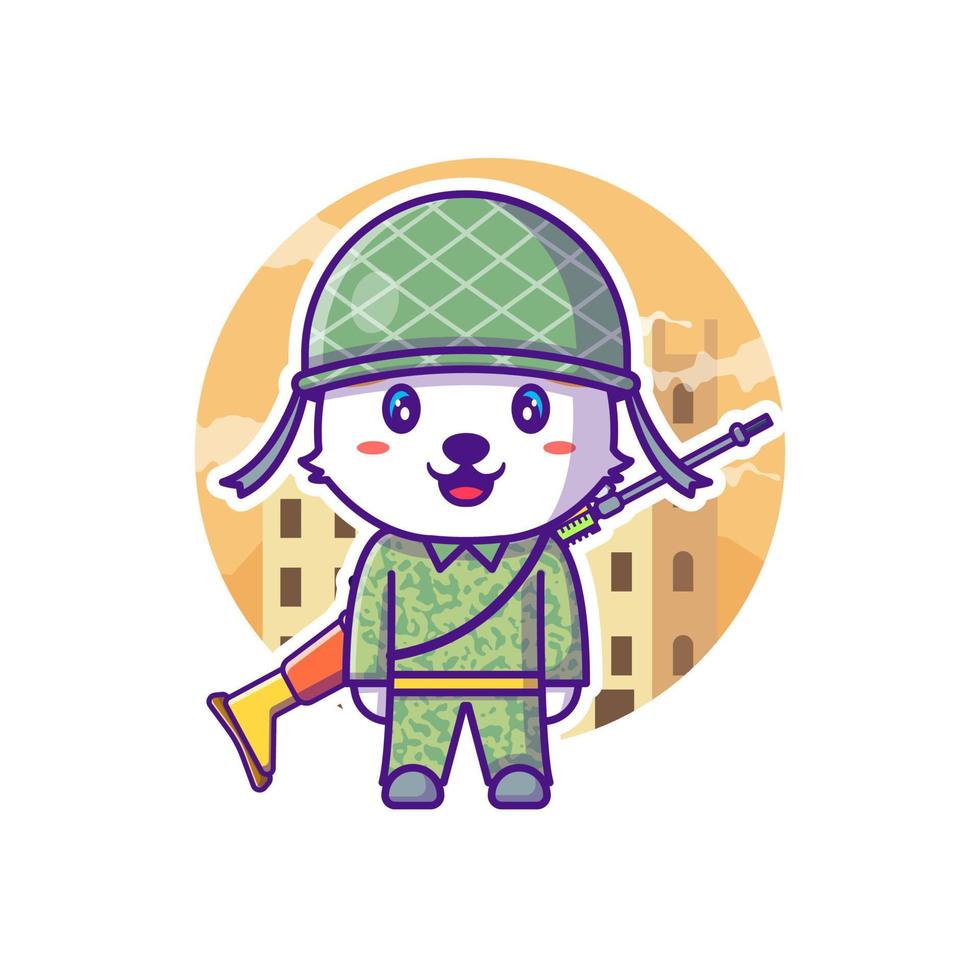 Cute Soldier Army Mascot Cartoon Illustration vector