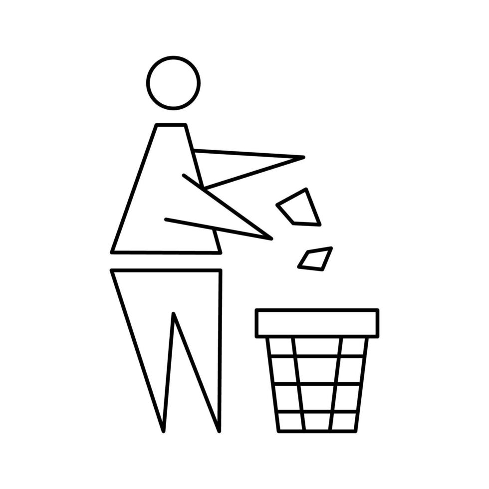mantener la limpieza. icono prohibido. poner la basura en su lugar. hombre ordenado o no tirar basura, símbolos, mantener limpio y desechar con cuidado y cuidado vector