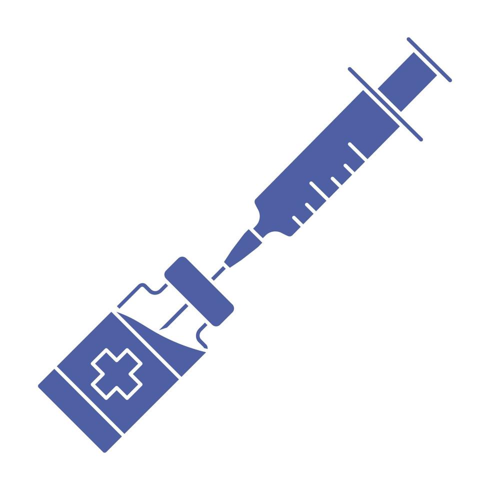 Coronavirus vaccine icon. Syringe with vial sign. Medical vaccine bottle with syringe symbol. Glyph style, vaccination from coronavirus. Antiviral medical concept vector