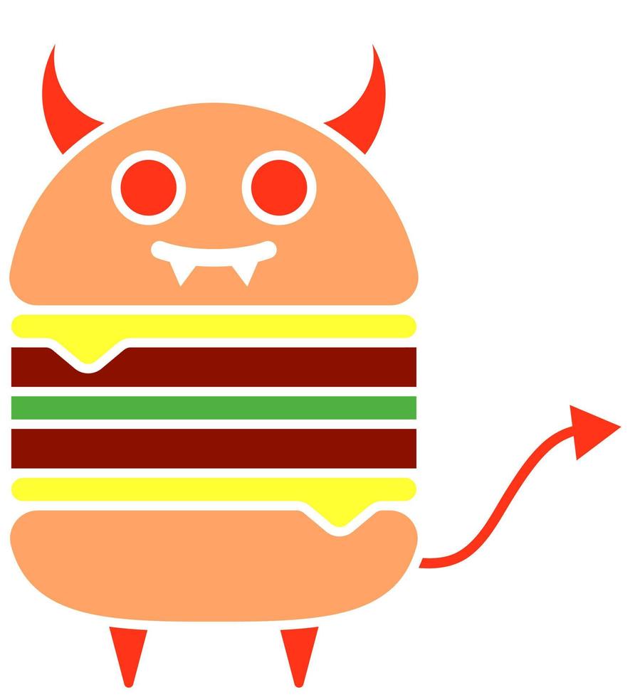 logotipo o mascota de la hamburguesa del diablo vector