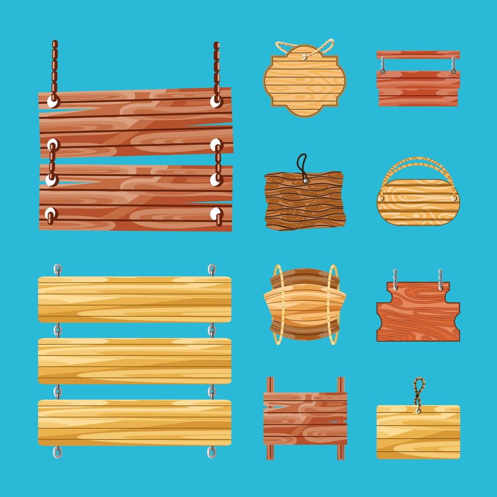 wooden boards set vector