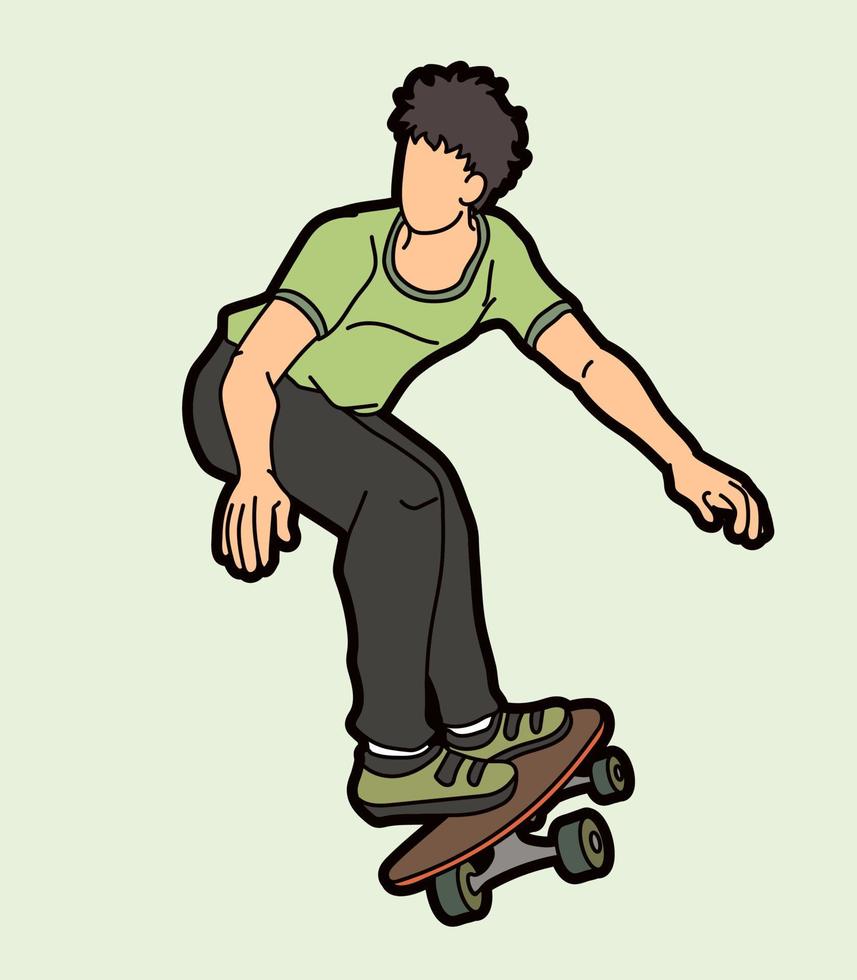 Man Playing Skateboard Action vector