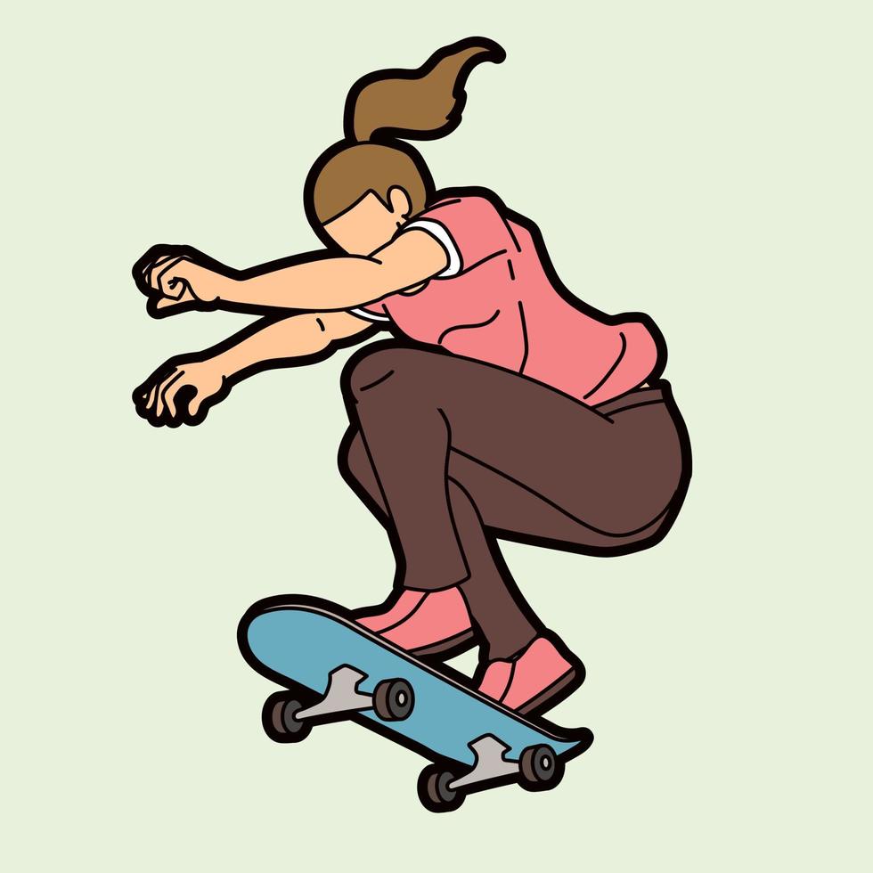 acción de skater saltando con patineta vector
