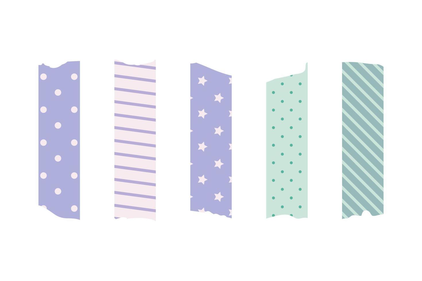 Washi masking tape set. Cute scotch vector