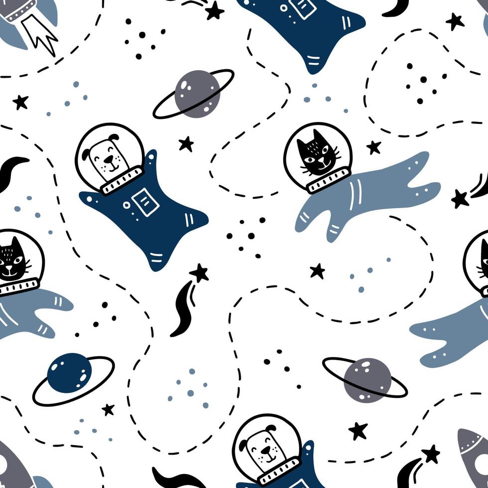 Space and galaxy seamless pattern. Vector illustration.