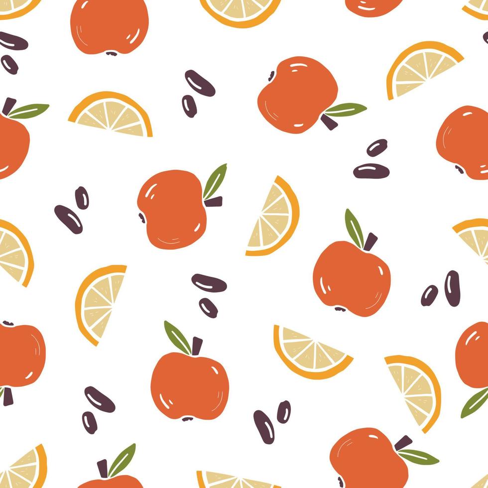 patrón sin costuras de manzana simple, naranja vector