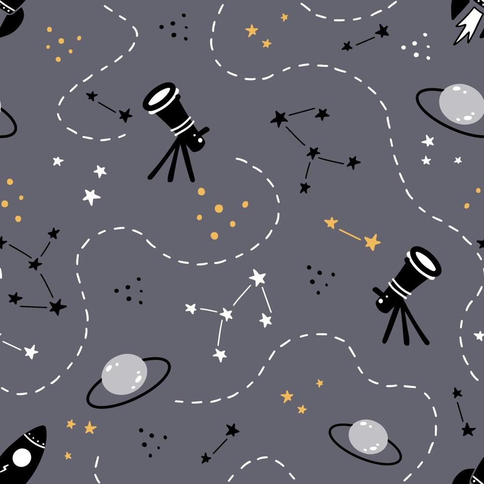 Space and galaxy seamless pattern with star. Vector illustration.