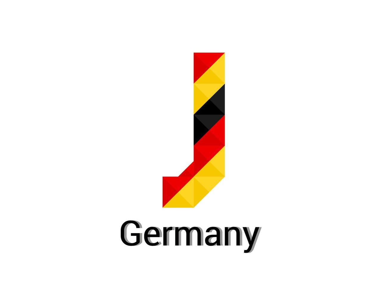 Creative Letter J with 3d germany colors concept. Good for print, t-shirt design, logo, etc. vector