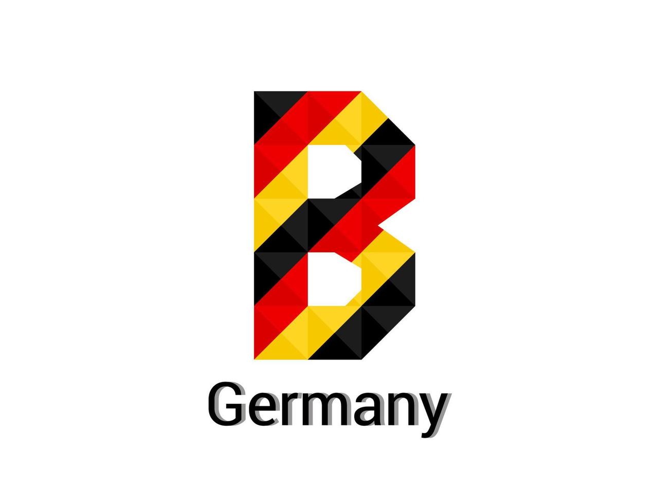 letra creativa b con concepto de colores de alemania 3d. bueno para impresión, diseño de camisetas, logotipo, etc. vector